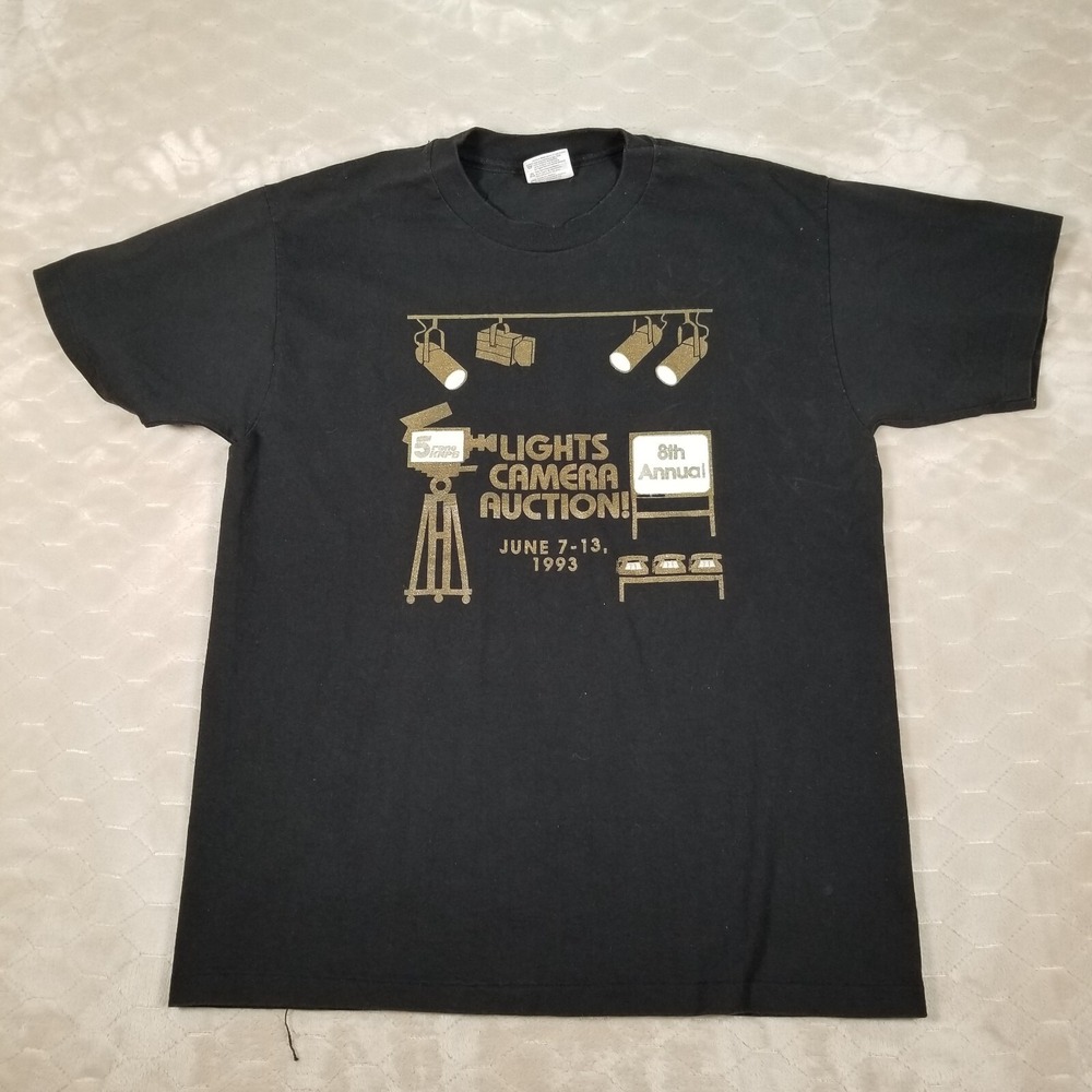 VTG 1993‎ Reno KNPB Auction Shirt Sz Lg Single Stitch Metallic Ink Nevada